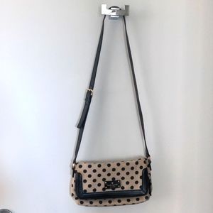 Kate Spade Beige Black Polkadot Crossbody Bag